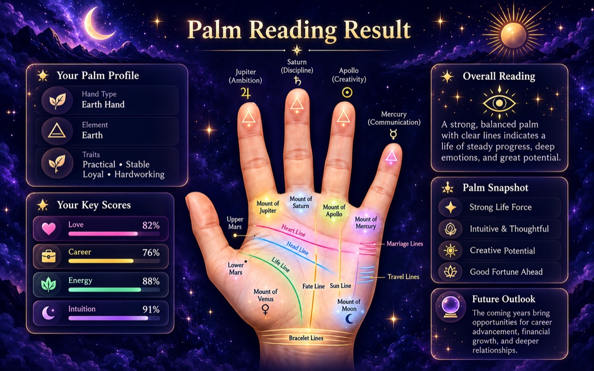 Palmora palm reading result interface
